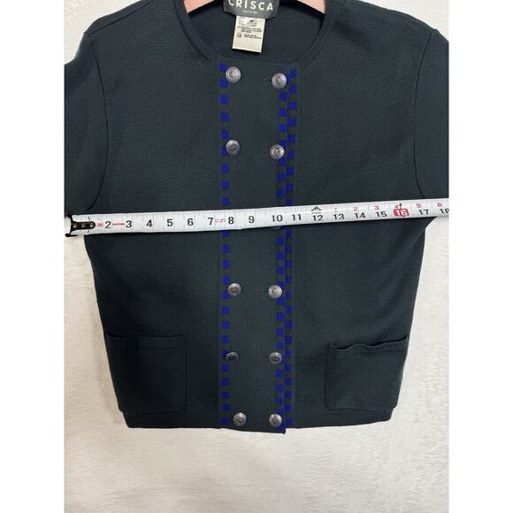 Crisca Italian Wool Cardigan Jacket Size 6 Embroidered W/folk Buttons - Picture 7 of 7